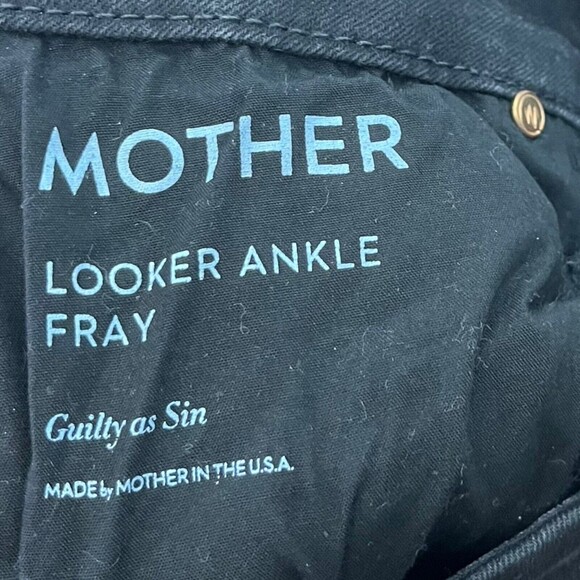 MOTHER Looker Ankle Fray Jeans Women’s Size 25 Black Guilty As Sin Cropped - Picture 10 of 12